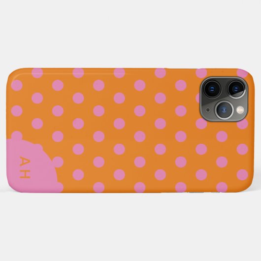 Coques Case-Mate iPhone Pois rose orange monogrammé (Dos (Horizontal))