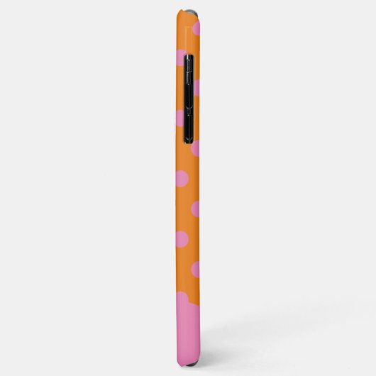 Coques Case-Mate iPhone Pois rose orange monogrammé (Dos/Gauche)