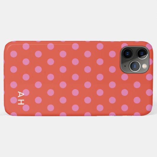 Coques Case-Mate iPhone Pois rose orange monogrammé (Dos (Horizontal))