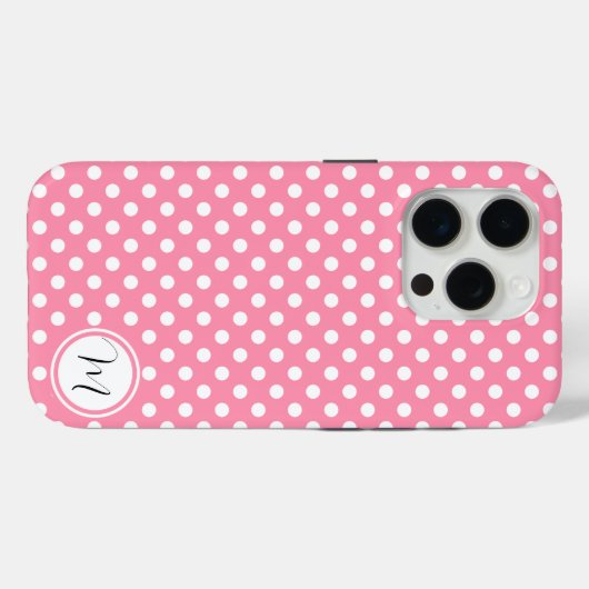 Coques Case-Mate iPhone Pois roses et blancs (Verso (horizontal))