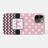 Coques Case-Mate iPhone Pois roses et Chevron Monongram Mobile (Dos (Horizontal))