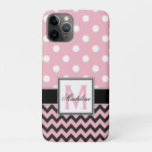 Coques Case-Mate iPhone Pois roses et Chevron Monongram Mobile (Dos)