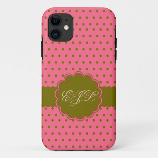 Coques Case-Mate iPhone Pois roses et verts (Dos)