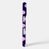 Coques Case-Mate iPhone Pois roses gras sur bleu marine (Verso / Droite)