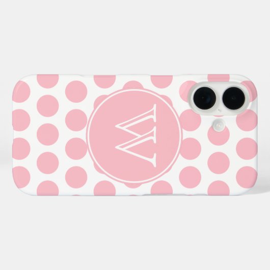 Coques Case-Mate iPhone Pois roses Monogrammes (Verso (horizontal))