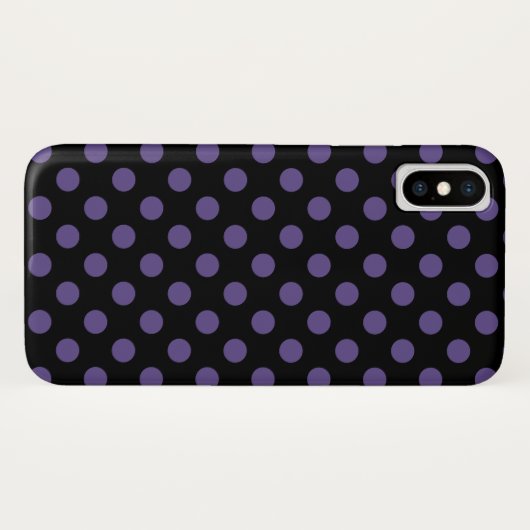 Coques Case-Mate iPhone Pois ultra violets en noir (Dos (Horizontal))