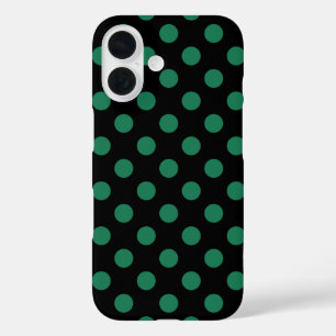 Coques iPhone 16 Pois vert et noir