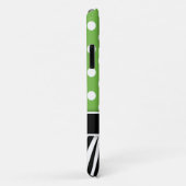 Coques Case-Mate iPhone Pois verts Zebra Stripes Nom noir (Dos/Droite)