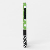 Coques Case-Mate iPhone Pois verts Zebra Stripes Nom noir (Dos/Gauche)