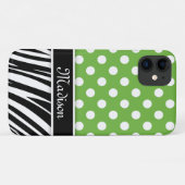 Coques Case-Mate iPhone Pois verts Zebra Stripes Nom noir (Dos (Horizontal))