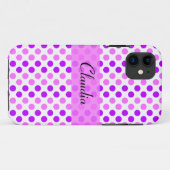Coques Case-Mate iPhone Pois violets et roses (Dos (Horizontal))