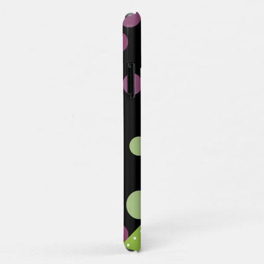 Coques Case-Mate iPhone Pois violets, Pois verts, Monogramme (Dos/Droite)