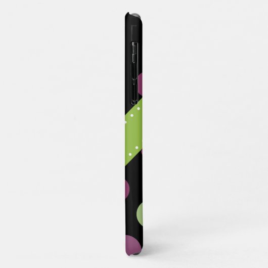 Coques Case-Mate iPhone Pois violets, Pois verts, Monogramme (Dos/Gauche)