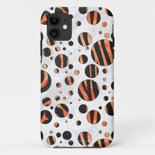 Coques Pour iPhone Pois zèbres noirs et oranges