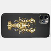 Coques Case-Mate iPhone Poisson à langouste polygonale dorée sur noir (Dos (Horizontal))