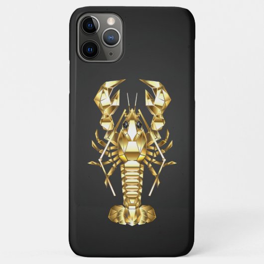 Coques Case-Mate iPhone Poisson à langouste polygonale dorée sur noir (Dos)