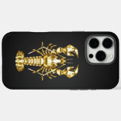 Coques Case-Mate iPhone Poisson à langouste polygonale dorée sur noir (Verso (horizontal))
