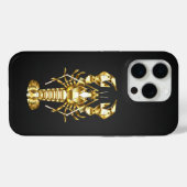 Coques Case-Mate iPhone Poisson à langouste polygonale dorée sur noir (Verso (horizontal))