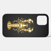 Coques Case-Mate iPhone Poisson à langouste polygonale dorée sur noir (Verso (horizontal))