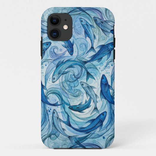 Coques Case-Mate iPhone Poisson Bleu Mystique Flowing Harmony (Dos)