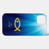 Coques Case-Mate iPhone Poisson chrétien d'or avec croix (Verso (horizontal))