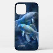 Coques Case-Mate iPhone Poisson d'or bleu personnalisé (Verso)