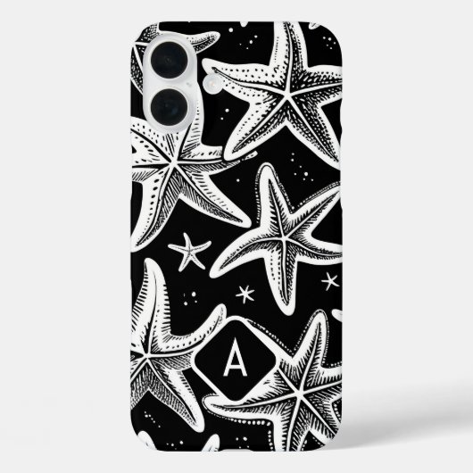 Coques Case-Mate iPhone Poisson-étoile monogramée à la main sur Arrière - (Verso)