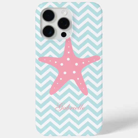 Coques Case-Mate iPhone Poisson-étoile Motif à la menthe blanche et au zig (Verso)