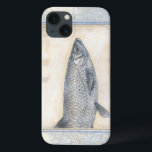 Case-Mate iPhone Case Poisson gris sur Arrière - plan beige<br><div class="desc">L'artiste Norman Wyatt est talentueux et connu pour ses grandes gravures d'art de la vie marine. Dans cette image vive, il capture un poisson gris dans son style le plus naturel. Il a également ajouté un cadre bleu et beige d'inspiration vintage pour le rendre plus unique et contemporain. Cette oeuvre...</div>