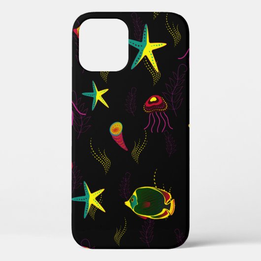 Coques Case-Mate iPhone Poisson jaune, noir et marron sans soudure motif. (Verso)