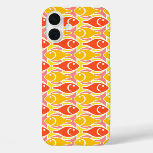 iPhone 16 Plus Case Poisson moderne du milieu du siècle, mandarine ora