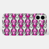 Coques Case-Mate iPhone Poisson moderne du milieu du siècle, rose et gris (Verso (horizontal))