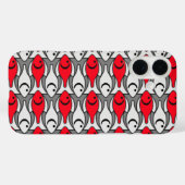 Coques Case-Mate iPhone Poisson moderne du milieu du siècle, rouge et gris (Verso (horizontal))