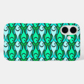 Coques Case-Mate iPhone Poisson moderne du milieu du siècle, vert jade et  (Verso (horizontal))
