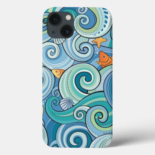 Coques Case-Mate iPhone Poisson parmi les Motifs des vagues (Verso)