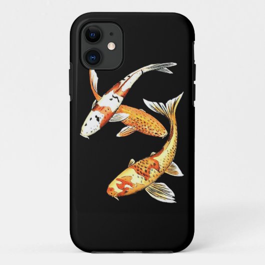 Coques Case-Mate iPhone Poisson rouge oriental de Koi sur le noir (Dos)