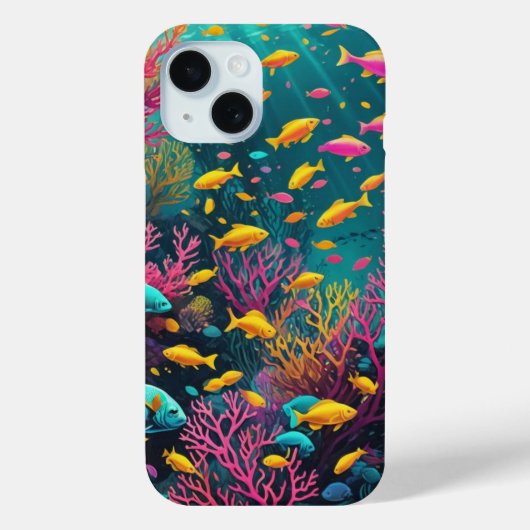 Coques Case-Mate iPhone Poisson tropical coloré (Verso)