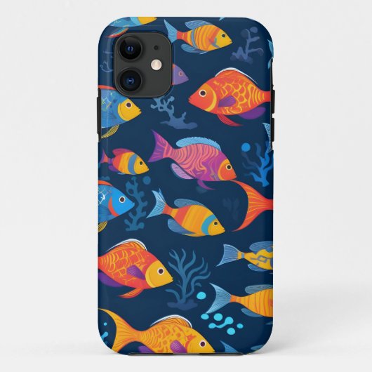 Coques Case-Mate iPhone Poisson tropical coloré (Dos)