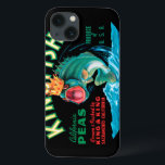 Case-Mate iPhone Case Poissons bas utilisant une couronne sur un arrière<br><div class="desc">Cet étiquette vintage de caisse d'un poisson bas utilisant une couronne sur un arrière - plan noir satisfera n'importe quel amant vintage d'art. C'est une publicité pour des pois de sériole. Les couleurs sont très vives et pointues. Choisissez cet artprint sur votre produit aujourd'hui.</div>