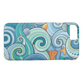 Coques Case-Mate iPhone Poissons parmi le motif de vagues (Dos (Horizontal))
