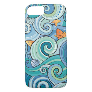 Coque iPhone 8/7 Poissons parmi le motif de vagues