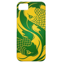 Poissons verts et jaunes de Yin Yang Koi
