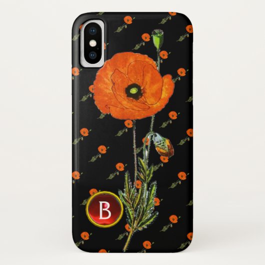COQUES Case-Mate iPhone POIVRE ROUGE EN RUBY NOIR MONOGRAMME EN PIERRE (Dos)