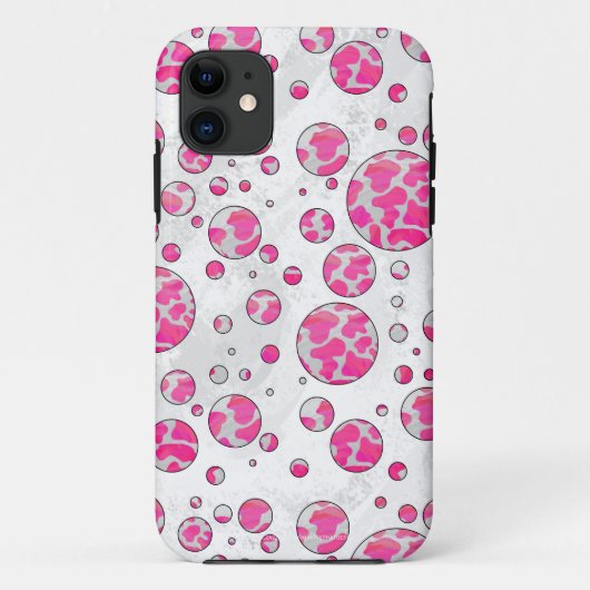 Coques Case-Mate iPhone Poka Dot Vache rose et blanc (Dos)