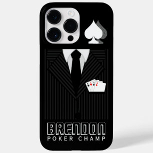 Coques Pour iPhone Poker Champ noir et gris Pinstripe costume Casino