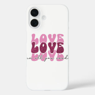 Coques iPhone 16 Police "Amour" empilée en Bubble Font