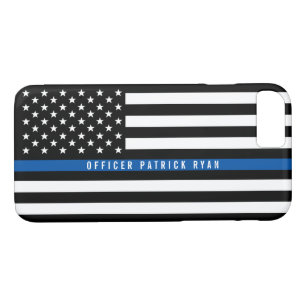 Case-Mate iPhone Case Police Ligne Bleue Mince Drapeau Américain Monogra