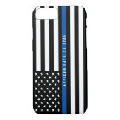 Coques Case-Mate iPhone Police Ligne Bleue Mince Drapeau Américain Monogra (Dos)