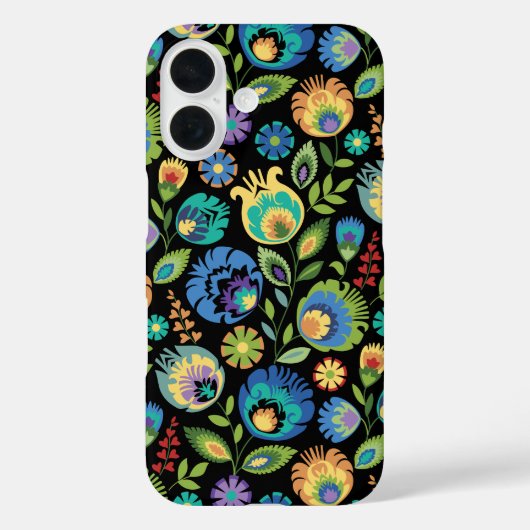Coques Case-Mate iPhone Polish Wycinanki Floral on Black (Verso)