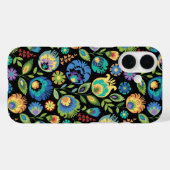 Coques Case-Mate iPhone Polish Wycinanki Floral on Black (Verso (horizontal))